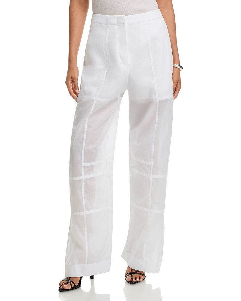 ジル・サンダー レディース ボトムス カジュアルパンツ コットン Jil Sander Paneled CottonVoile WideLeg Pants Optic White ホワイト