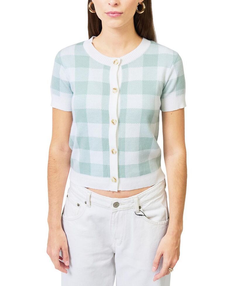 セントラルパークウェスト レディース アウター カーディガン ギンガムチェック ギンガム Central Park West Womens Laurel Gingham Jaquard Cardigan Sage セージ