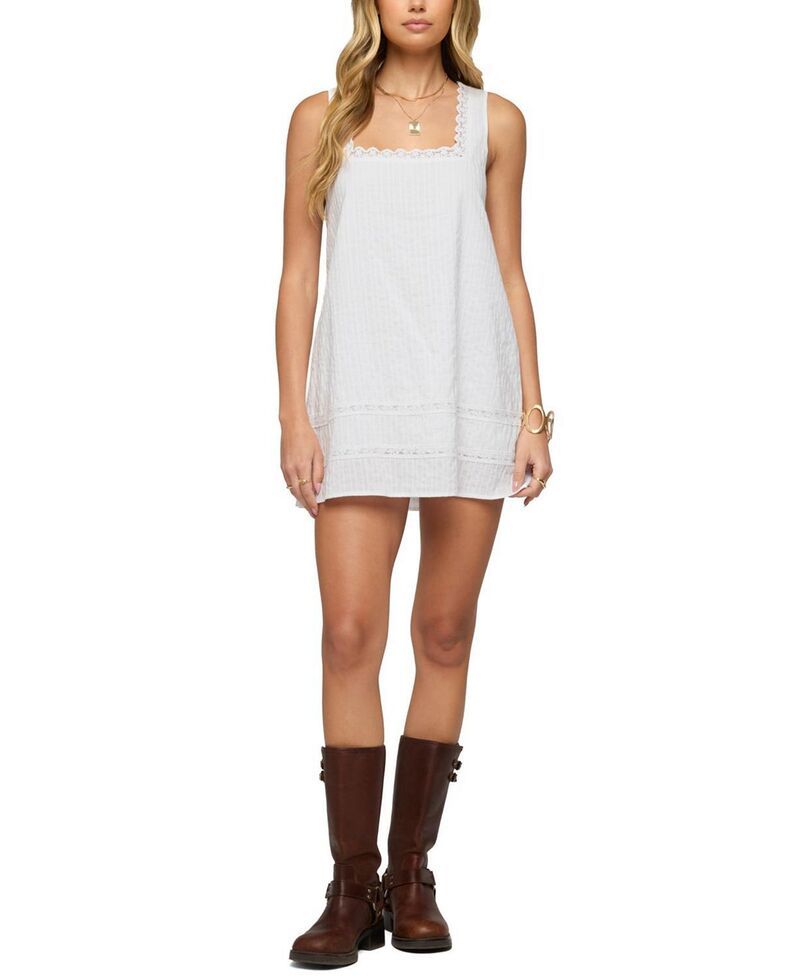 アディクテッド レディース トップス ワンピース ミニ コットン レース Ediktedoroh Lacey Striped Cotton Mini Dress White ホワイト