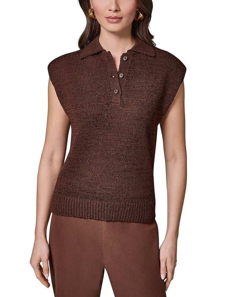 ダナキャラン レディース アウター ニット・セーター ポロシャツ ノースリーブ Donna Karanew York Sleeveless Polo Sweater Canyon