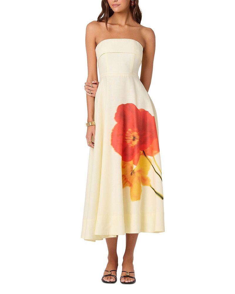 アストール レディース トップス ワンピース ミディ ストラップレス ASTR the Label Ximena Strapless Midi Dress Red Yellow レッド