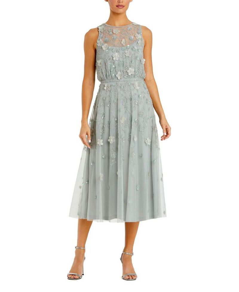 マックダガル レディース トップス ワンピース フラワー柄 ミディ ノースリーブ フラワー Mac Duggal Floral Embellished Sleeveless Midi Dressage セージ