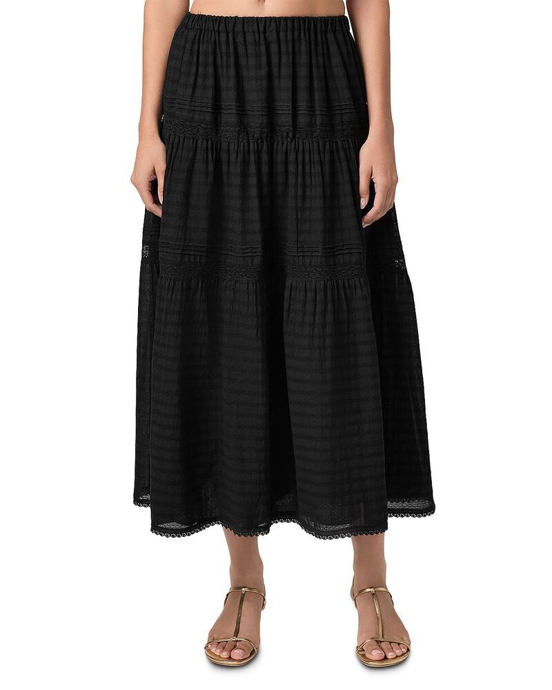 ペイジ レディース ボトムスカート ティアード PAIGE Andres Tiered Skirt Black ブラック