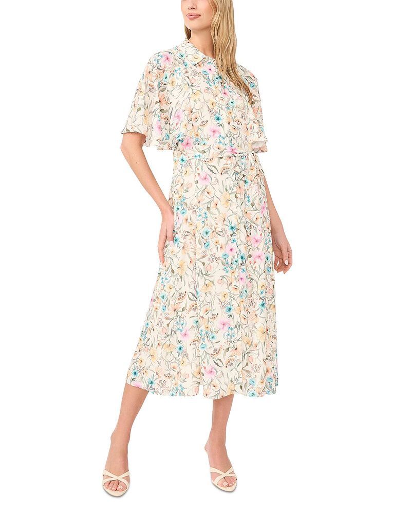 ヴィンスカムート レディース トップス ワンピース VINCE CAMUTO Flutter Sleeve Princesseam Dress Antique White ホワイト