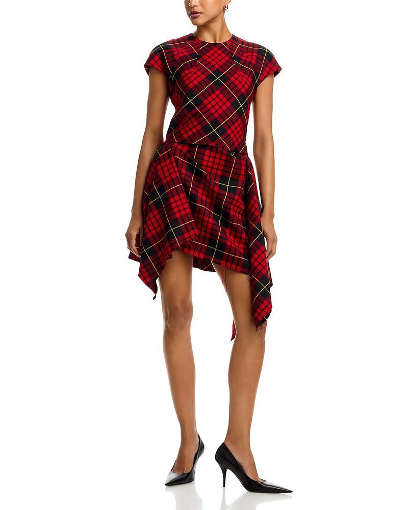 マックイーン レディース トップス ワンピース McQueen Check Dress RedYellow レッド