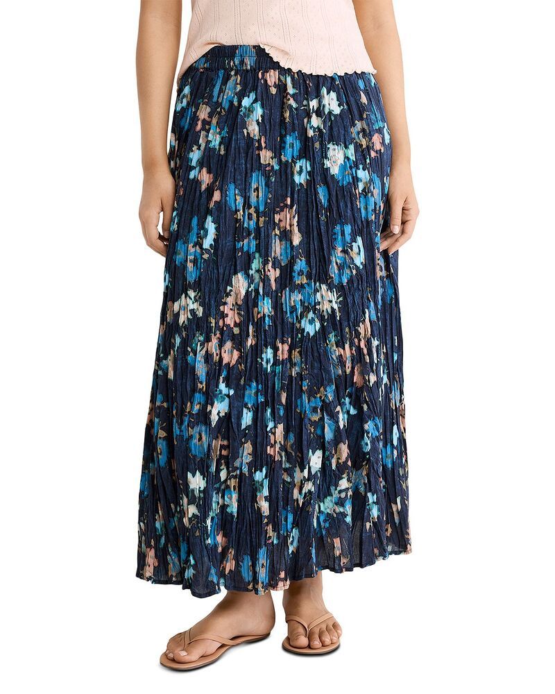 ニックプラスゾーイ レディース ボトムスカート NICZOE Glowy Crinkle Skirt Indigo Multi インディゴ
