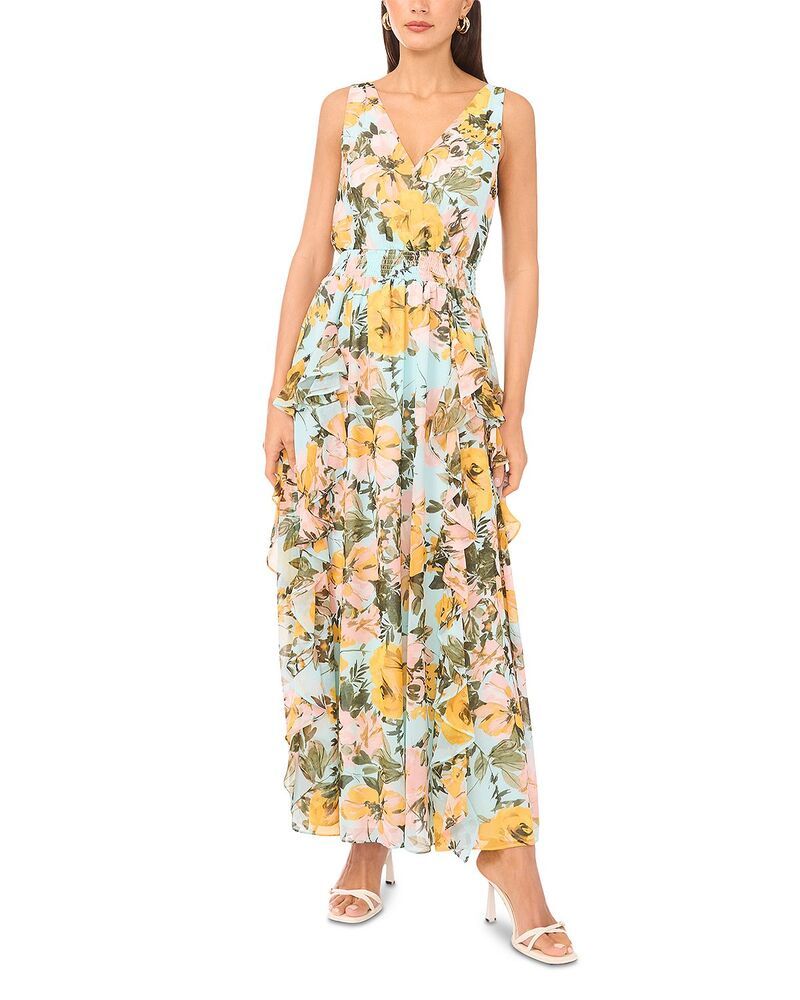 ワンステイト レディース トップス ワンピース Vネック フリル ノースリーブ マキシ 1STATE Sleeveless VNeck Ruffle Maxi Dress Ice Aqua アクア