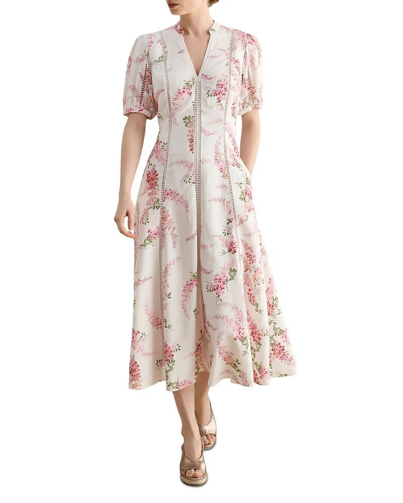 ホッブスロンドン レディース トップス ワンピース リネン HOBBS LONDON Matilda Trimmed Linen Dress Ivory Multi アイボリー