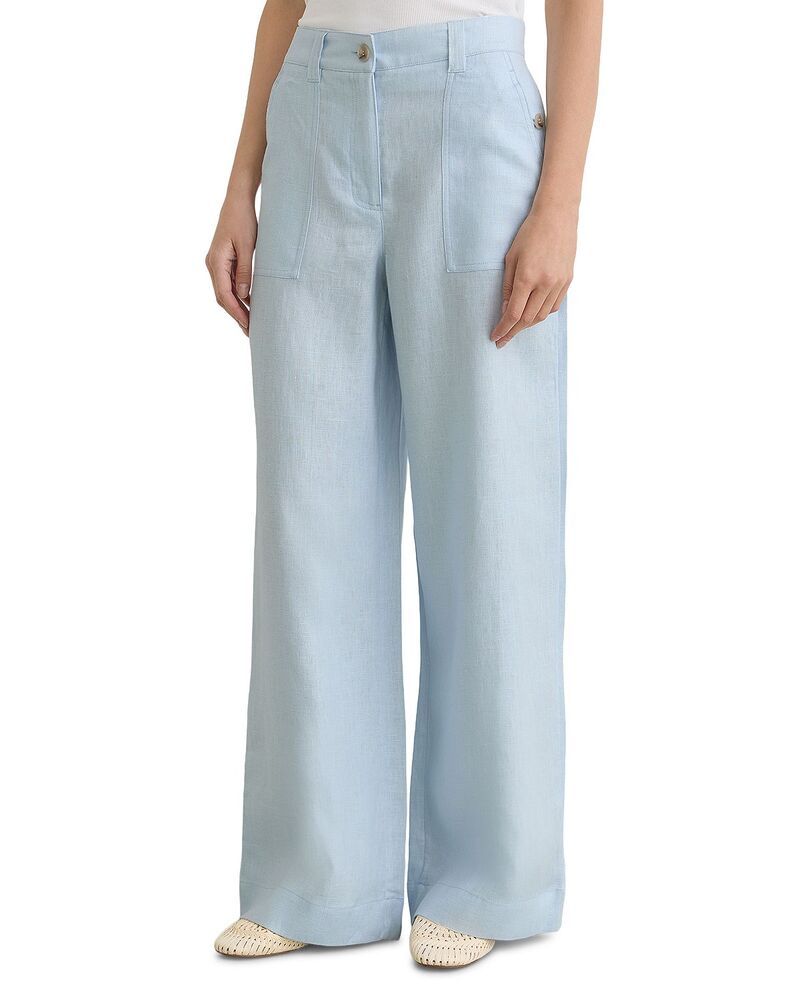 レイス レディース ボトムス カジュアルパンツ プチ リネン REISS Petites Ashby Linen Pants Dusty Blue ブルー
