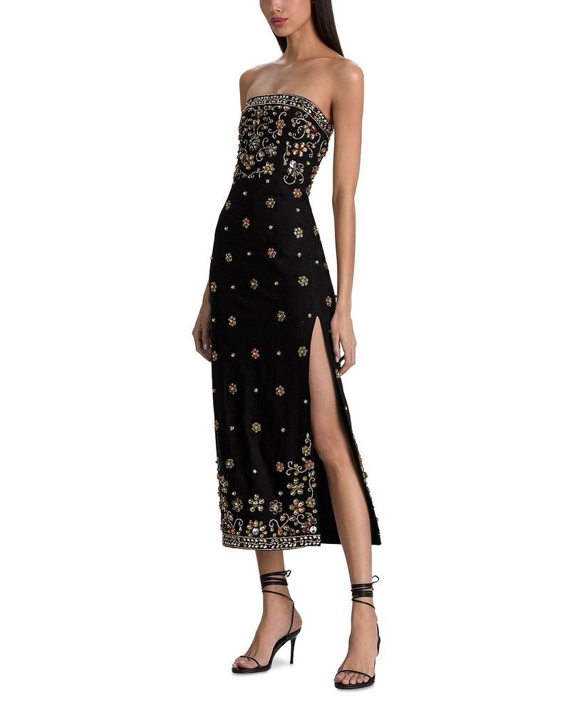 アリスアンドオリビア レディース トップス ワンピーストラップレス Alice and Olivia Nina Embellished Strapless Dress BlackMulti ブラック