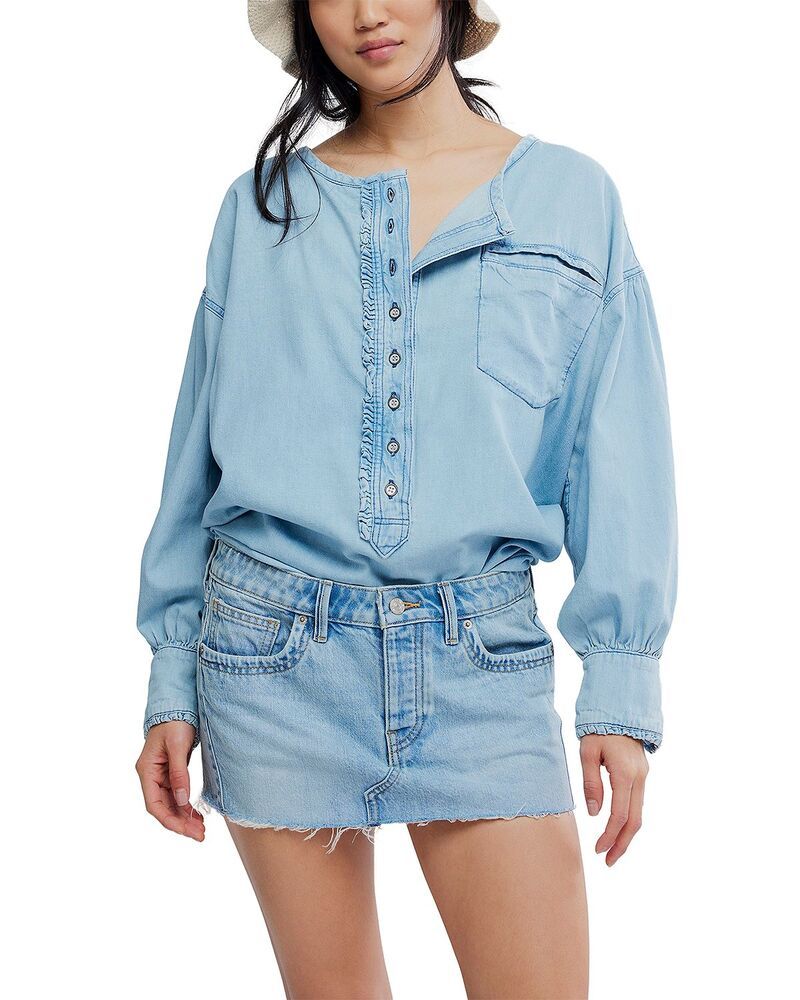 フリーピープル レディース ボトムスカート ローライズ ミニ デニム Free People Lainey Low Rise Denimini Skirt Its All Right デニム