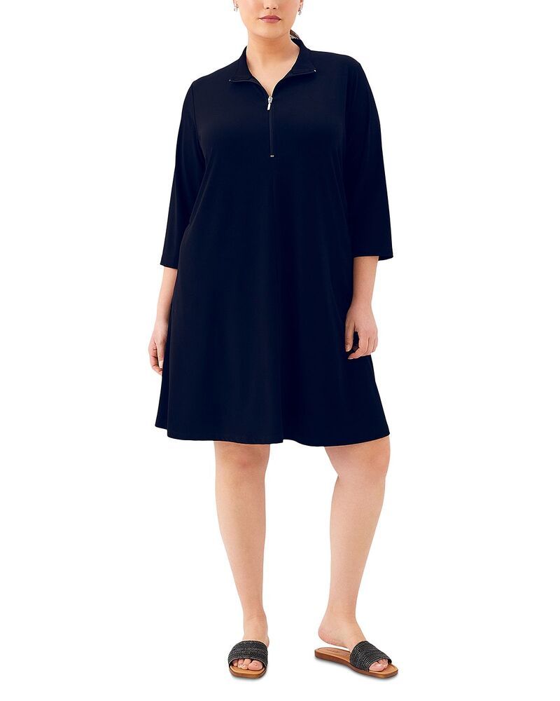 カレンケーン レディース トップス ワンピース プラスサイズ Karen Kane Plus 34 Sleeve Zip Up Travel Dress Navy ネイビー