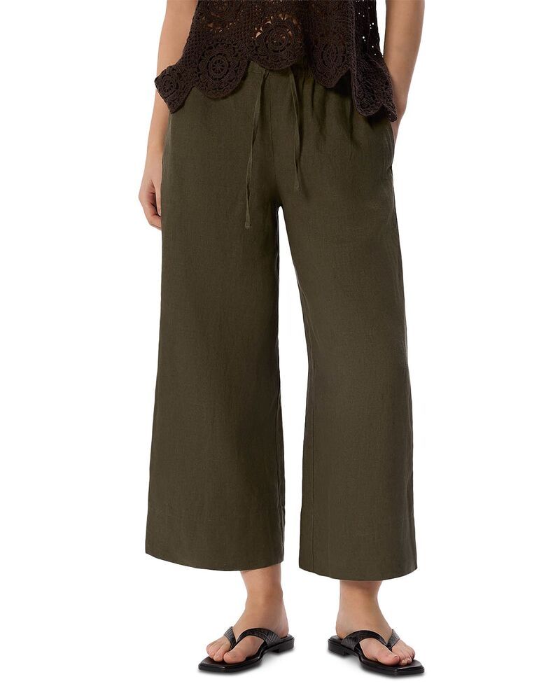 ホイッスルズ レディース ボトムス カジュアルパンツ リネン Whistles Elasticated Linen Crop Trousers Khaki カーキ