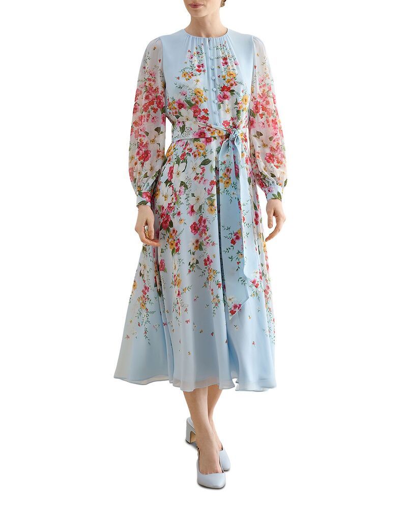 ホッブスロンドン レディース トップス ワンピース シルク HOBBS LONDON Liberty Silk Dress Pale Blue ブルー