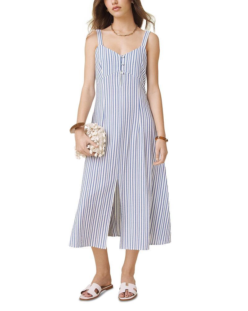 スプレンディット レディース トップス ワンピース ミディ Splendid Madelyn Striped Midi Dress WhiteAzure ホワイト