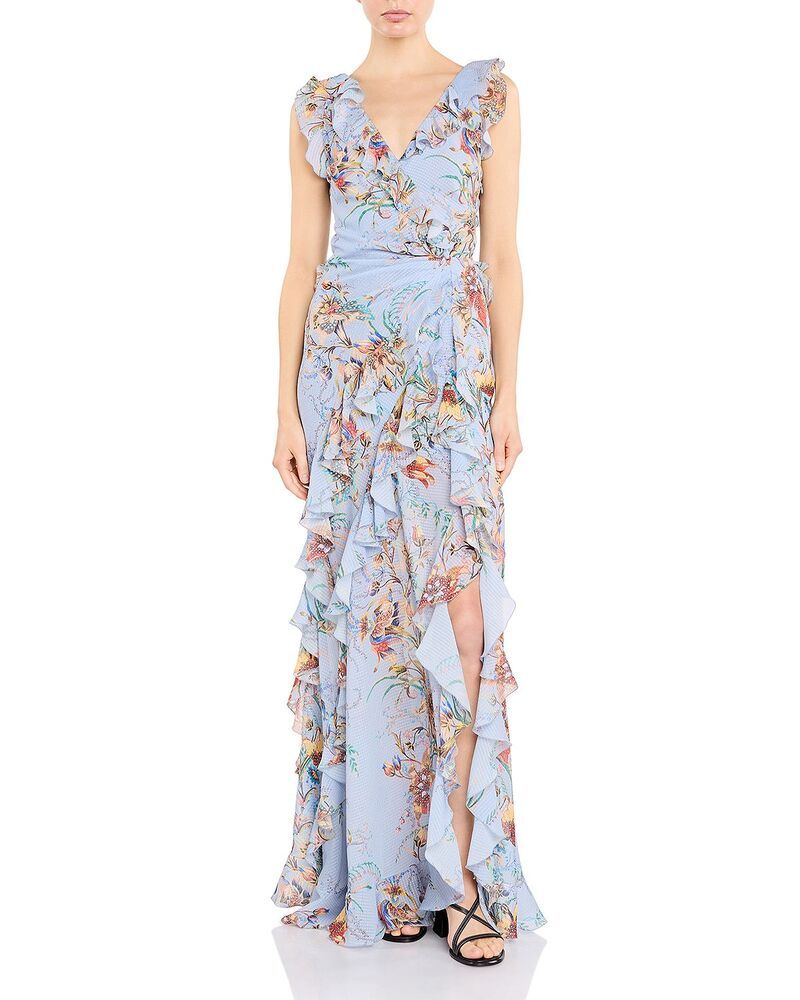 エトロ レディース トップス ワンピース フラワー柄 フリル マキシ フラワー Etro Floral Cascading Ruffle Maxi Dress PrintedAzzurro 426,960円