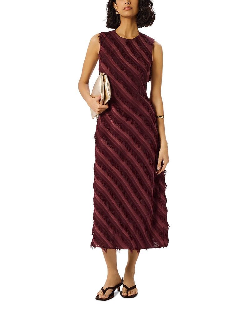 ホイッスルズ レディース トップス ワンピース フリンジ Whistles Diagonal Fringe Dress Exclusive Brown ブラウン