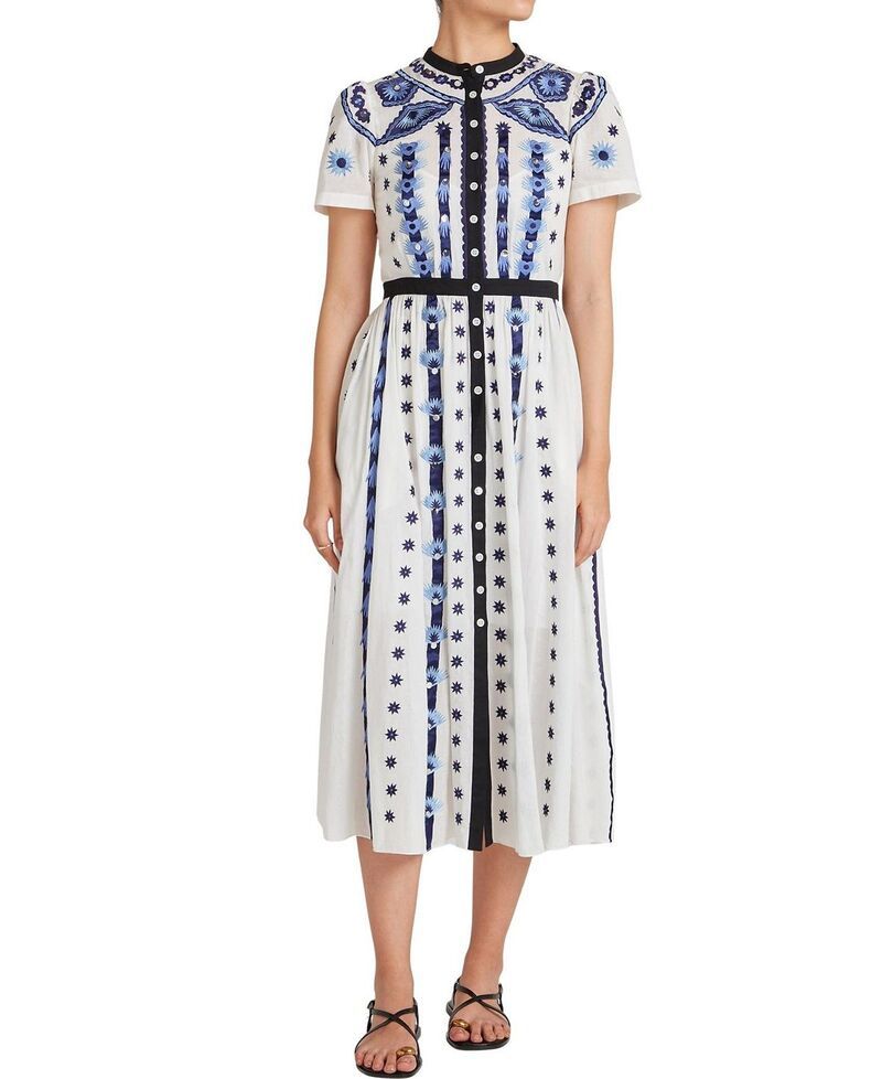 テンパリーロンドン レディース トップス シャツ Temperley London Womens Edith Shirt Dress WhiteBlue ホワイト