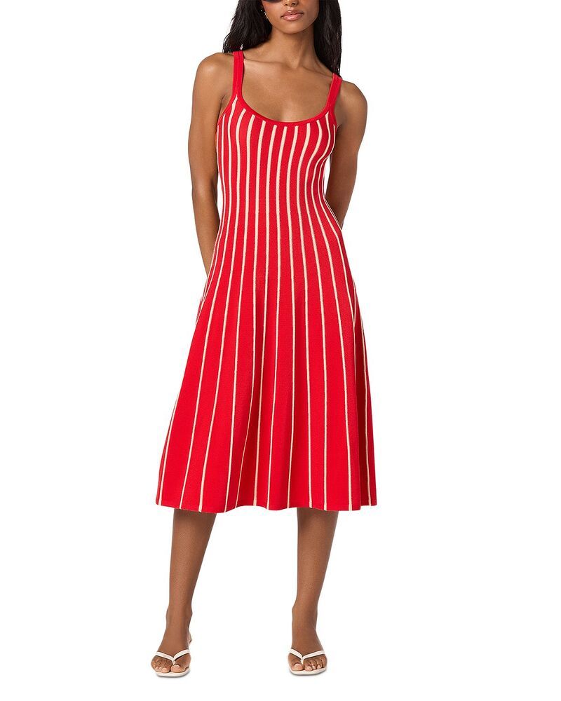 アストール レディース トップス ワンピース リブ ミディ ノースリーブ ニット ASTR the Label Sleeveless Ribbed Knit Midi Dress Red Stripe レッド