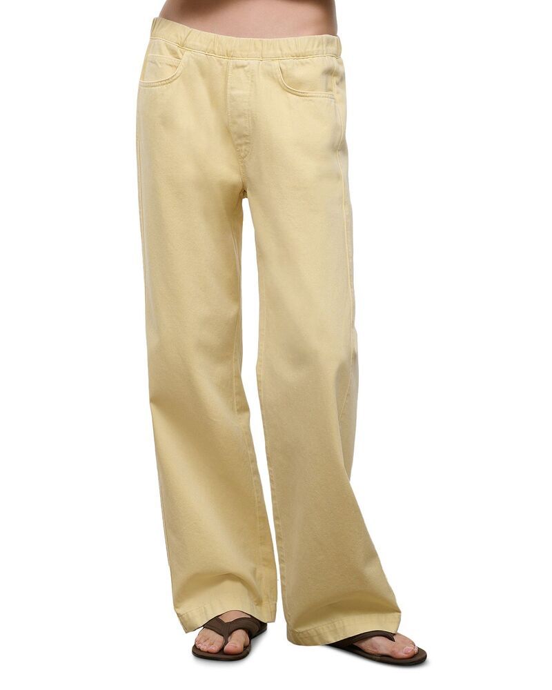 スタウド レディース ボトムス デニムパンツ ワイドレッグ ジーンズ STAUD Noahigh Rise Wide Leg Jeans in Butter