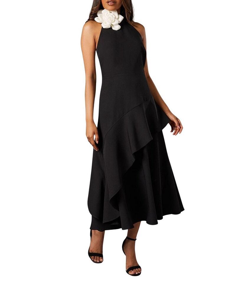 コースト レディース トップス ワンピース ハイネック プチ ミディ Coast Petite High Neck Corsage Midi Dress Mono