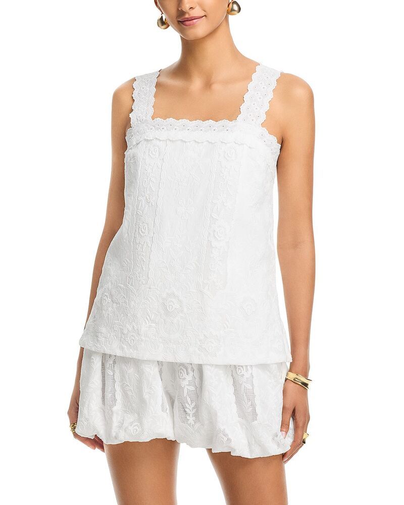 ラインアンドドット レディース トップス ジャンプスーツ ロンパース Line Dot Pienza Eyelet Romper White ホワイト