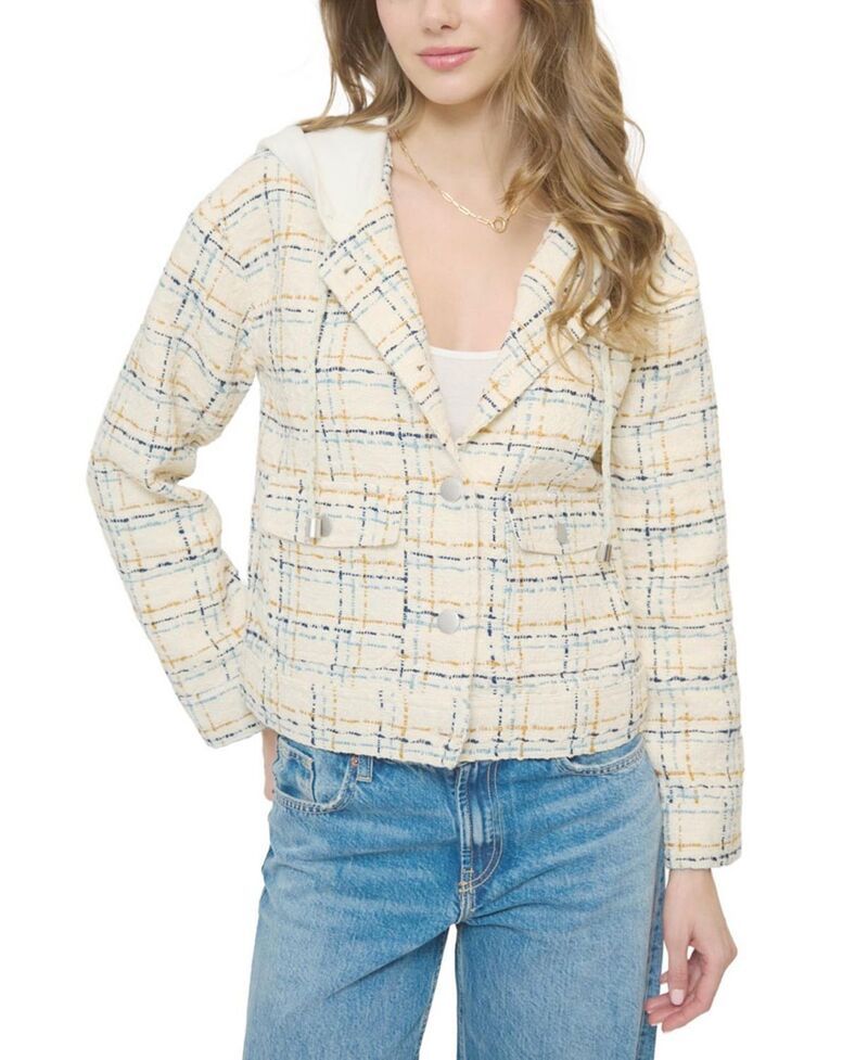 セントラルパークウェスト レディース アウター ジャケット・ブルゾン フーデッドジャケット Central Park West Womens Franki Hooded Jacket PlaidOffWhite オフホワイト