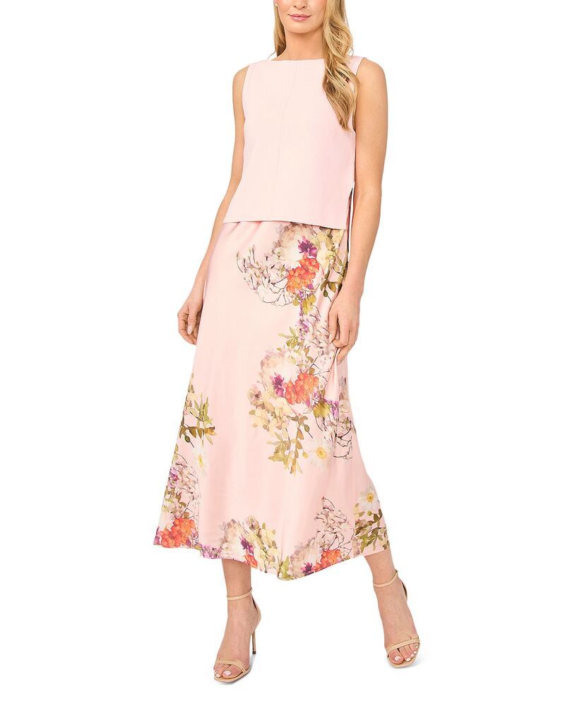 テッドベーカー レディース アウター ニット・セーター プリント ノースリーブ Ted Baker Midori Sleeveless Boat Neck Printed Twofer Dress Sweater Cloud Pink ピンク