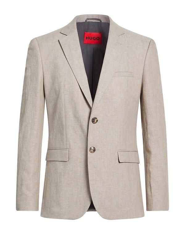 フューゴ メンズ アウター ジャケット・ブルゾン テーラードジャケット HUGO Beige ベージュ