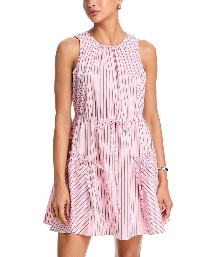 サンク セプト レディース トップス ワンピース Cinq Sept Rose Stripe Leylani Dress Cotton CandyCrimson Plum クリムゾン