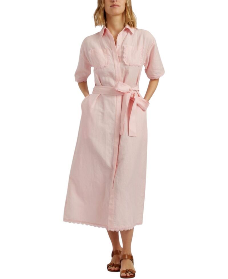 チンティアンドパーカー レディース トップス シャツ リネン Chinti Parker Womens LinenBlend Scallop Shirt Dress Light Pink ピンク