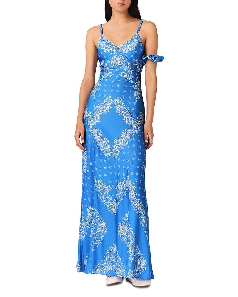 マージュ レディース トップス ワンピース マキシ Maje Patterned Maxi Dressky Blue Bandana Print ブルー