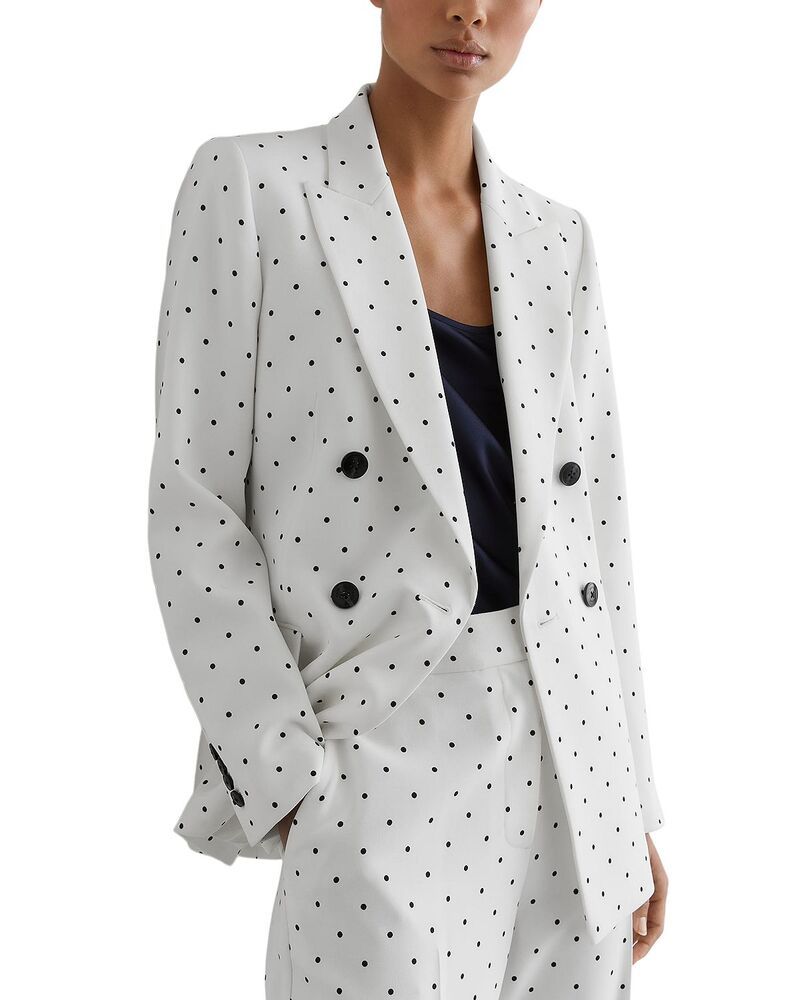レイス レディース アウター ジャケット・ブルゾン ドット柄 ドット プチ ブレザー REISS Petite Double Breasted Polka Dot Blazer WhiteNavy ホワイト