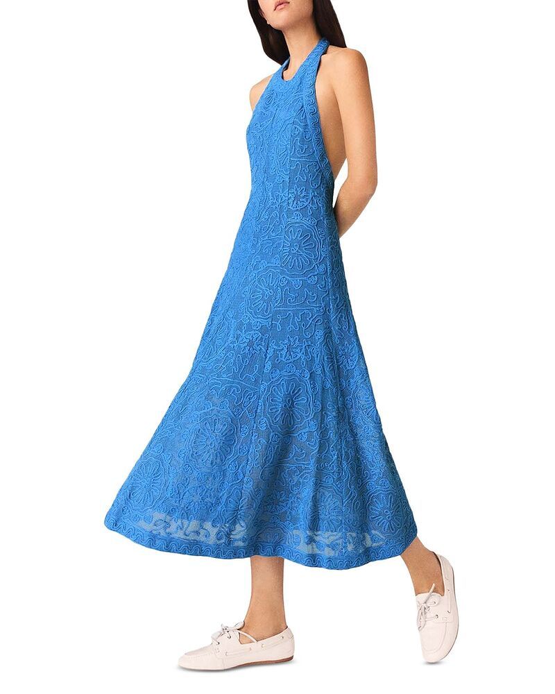 マージュ レディース トップス ワンピース 背中開き レース Maje Raros Backless Guipure Lace Dress Blue ブルー