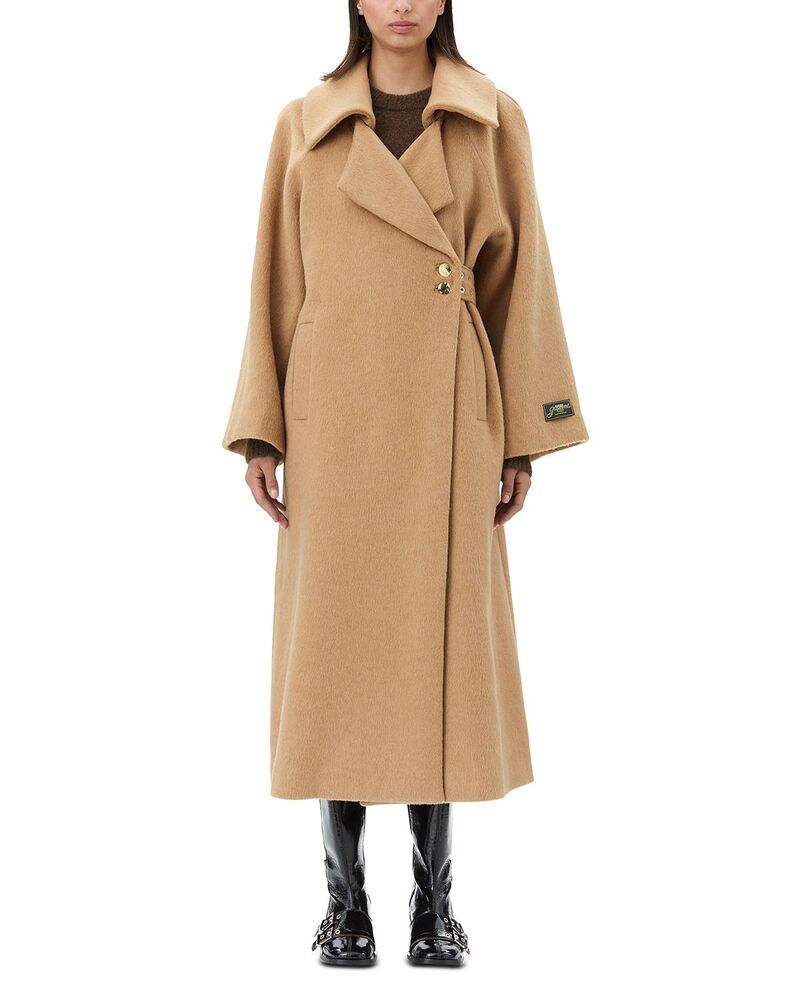 ガニー レディース アウター コート ウール GANNI Wool Blend Coat Latte