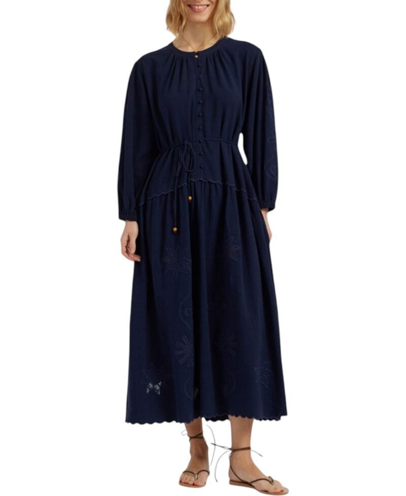 チンティアンドパーカー レディース トップス ワンピース リネン Chinti Parker Womensienna LinenBlend Broderie Dress Navy ネイビー