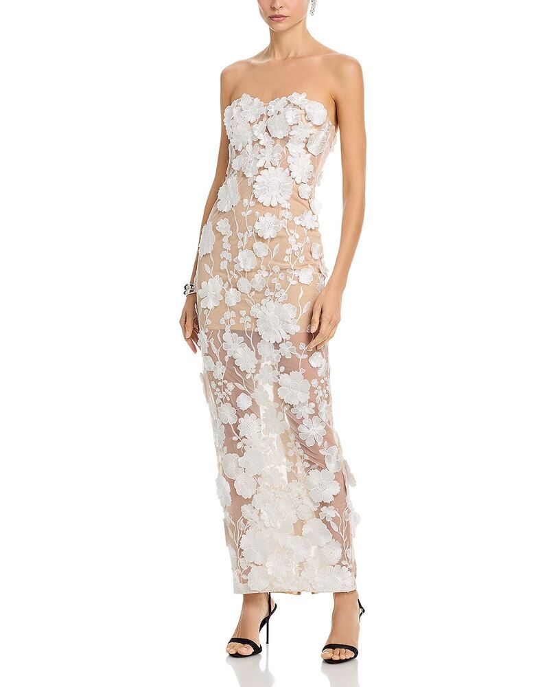 アクア レディース トップス ワンピース フラワー柄 フラワー AQUA Long 3D Floral Gown Exclusive IvoryNude アイボリー
