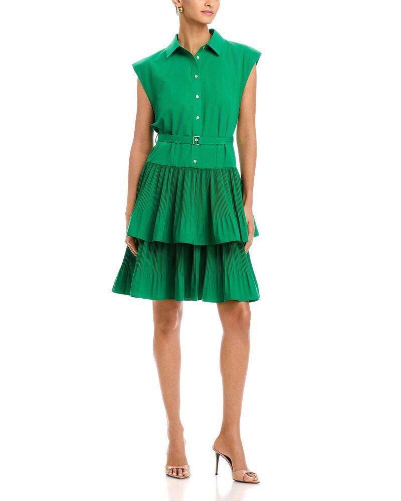 ティー・タハリ レディース トップス ワンピース ティアード ボタンダウン キャップ Tahari Cap Sleeve Button Down Tieredress Jungle Palm