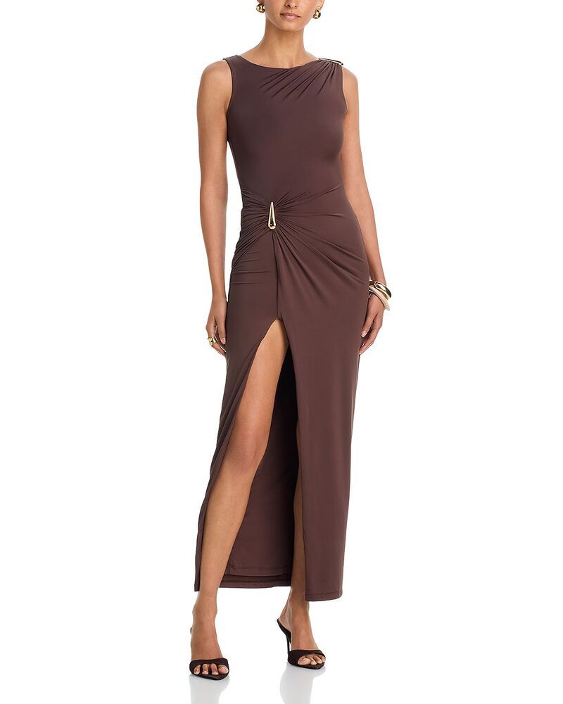 バードット レディース トップス ワンピース マキシ Bardot Reed Goldetail Maxi Dress Chocolate チョコレート
