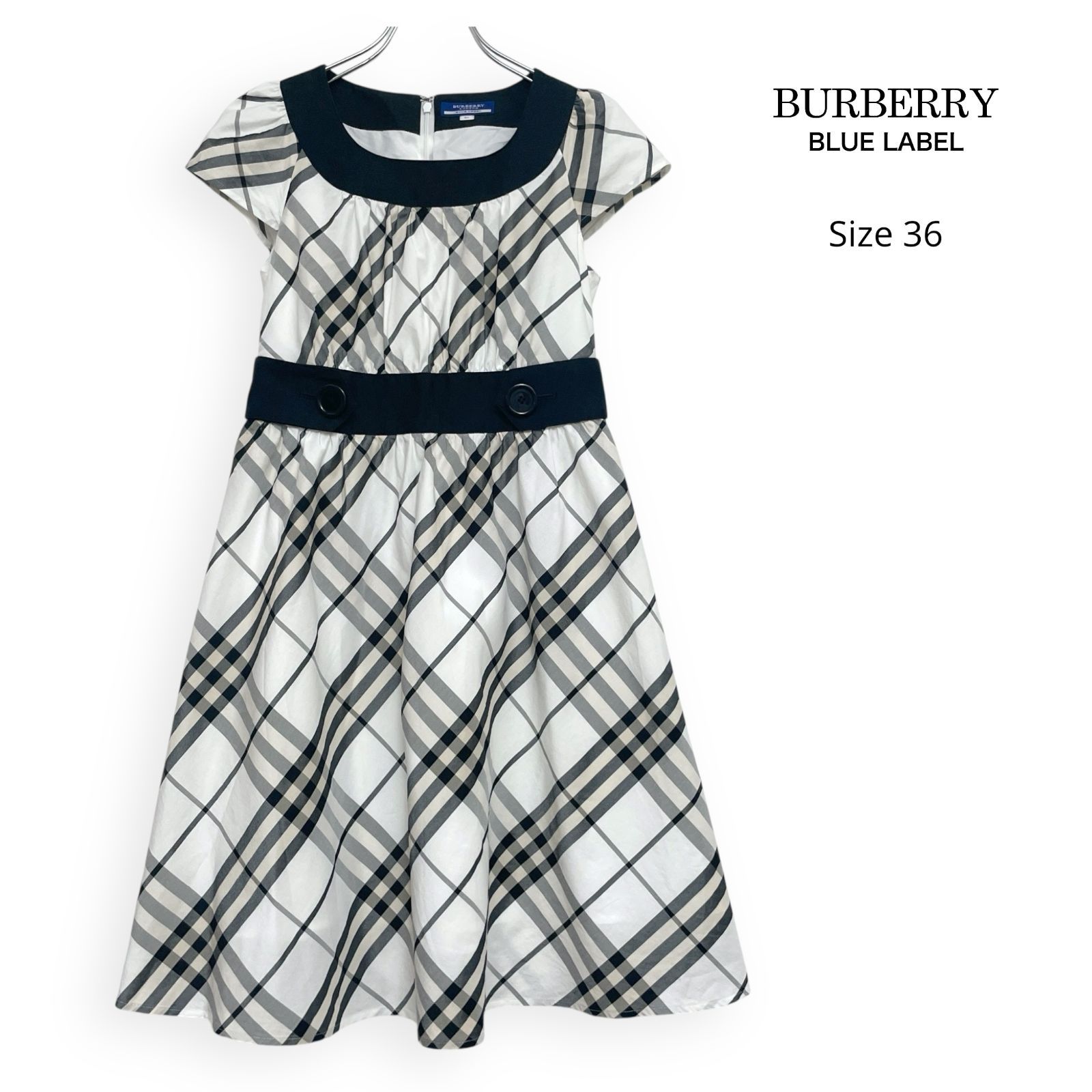 BURBERRY BLUE LABEL バーバリー ブルーレーベル ノバチェック 半袖 ワンピース Size36