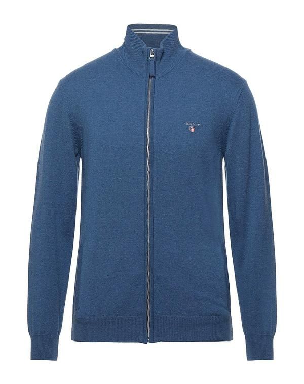 ガント メンズ アウター カーディガン ファスナー付きニット GANT Blue Gray グレー
