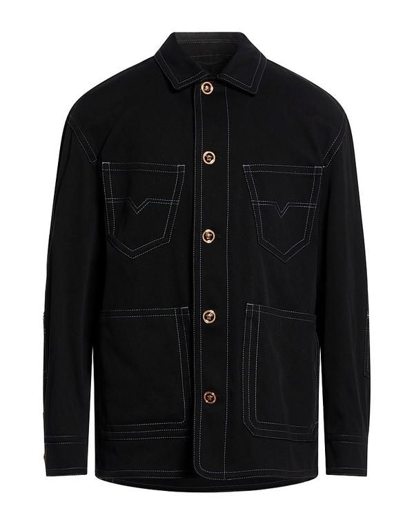 ヴェルサーチ メンズ アウター ジャケット・ブルゾン デニムブルゾン VERSACE Black ブラック