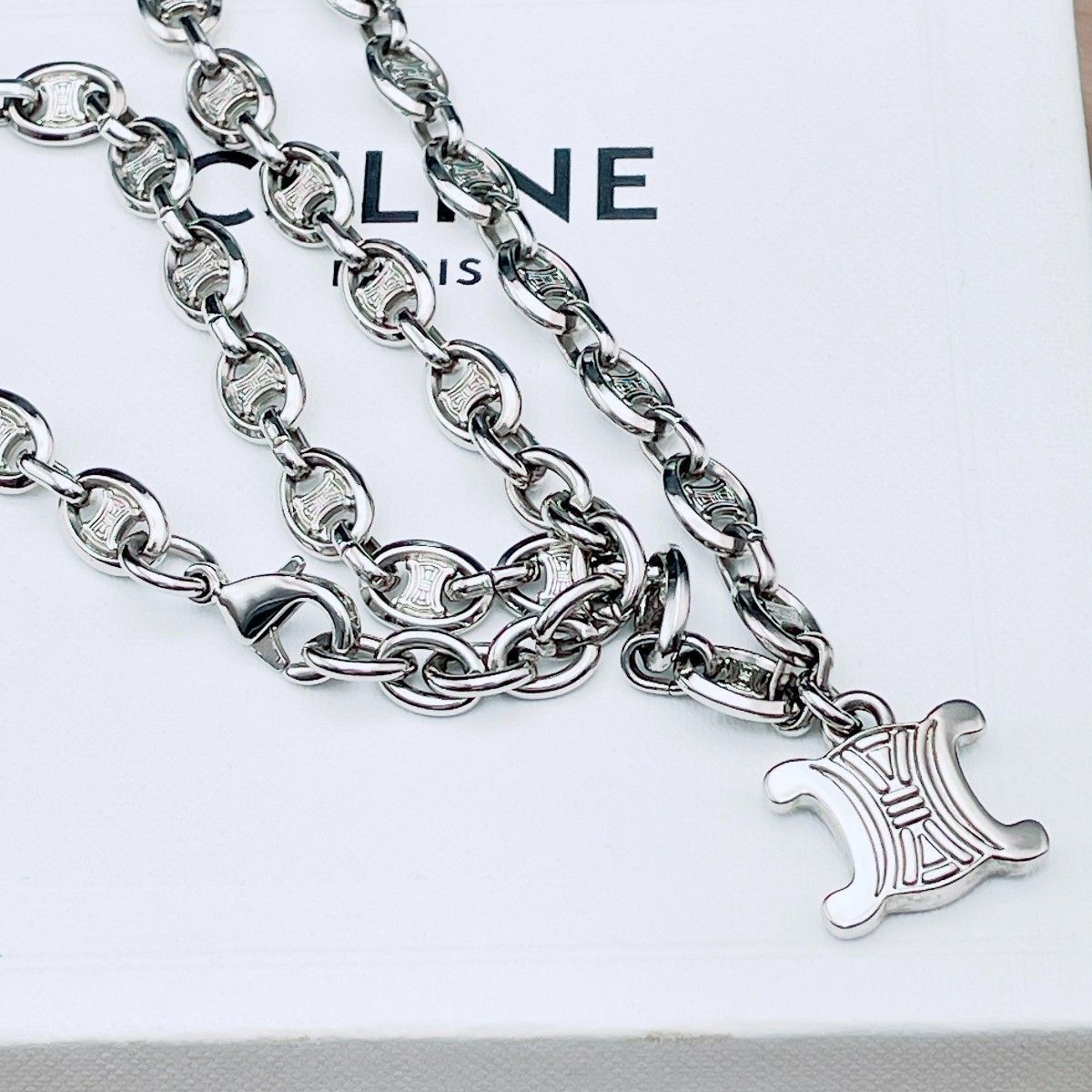 ◇セリーヌ◇新品仕上済 CELINE トリオンフ ネックレス シルバー 29.56