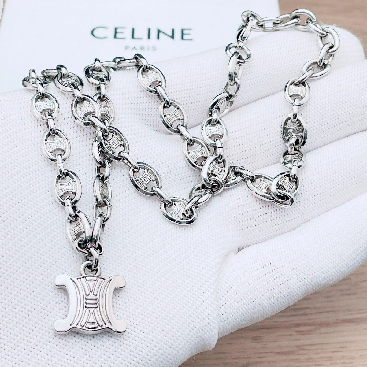 ◇セリーヌ◇新品仕上済 CELINE トリオンフ ネックレス シルバー 29.56