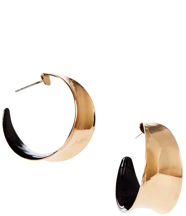 ディラーズ レディース アクセサリー ピアス・イヤリング Dillards Hammered Metal Enamel Hoop Earrings GoldJet ゴールド
