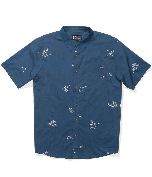 ソルティークルー メンズ トップス シャツ プリント Salty Crew Short Sleeve Printed Woven Shirt Mid Blue ブルー