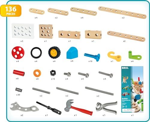 BRIO (ブリオ) ビルダー コンストラクションセット 34587 対象年齢 3歳~ 「全136ピース」 【おもちゃ 玩具 木製おもちゃ ブロック 大工遊び ごっこ遊び プレゼント（誕生日/クリスマス）】ma 8889d4b8