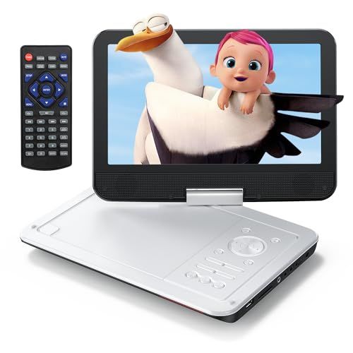 Surfola ポータブルDVDプレーヤー 12.5型 10.5インチ液晶 4~5時間連続再生 CD/DVDプレーヤー リージョンフリー CPRM対応 USB/SDカード対応 270度回転180度反転 TV同期再生 AV入出力 レジューム機能 38a4c862