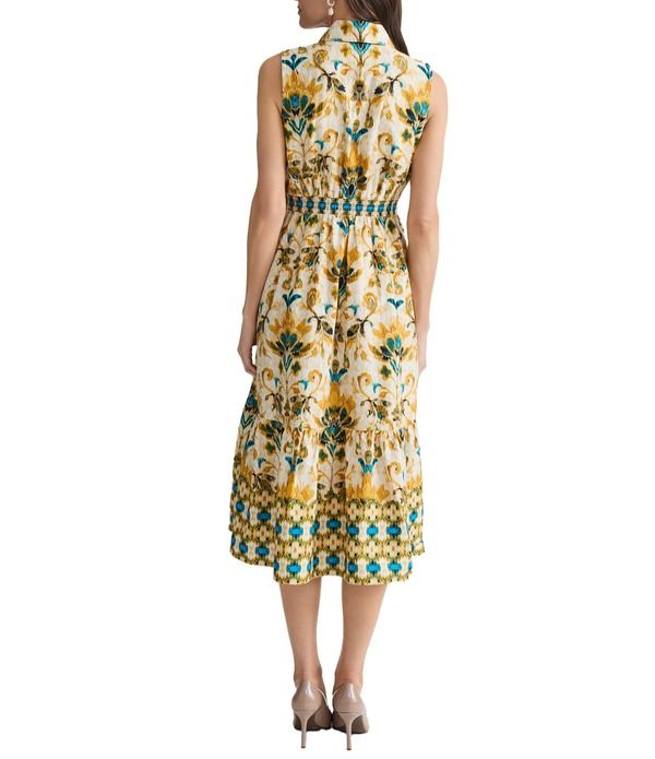 カスパール レディース トップス ワンピース プリント シャツ ノースリーブ Kasper Sleeveless Printed Poplin Shirt Dress Butterscotch Multi マルチカラー