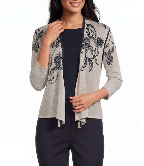 ニックアンドゾー レディース アウター ニット・セーター NIC ZOE Inked Blooms 4Way Knit 34 Sleeve Cardigain Creamulti クリーム